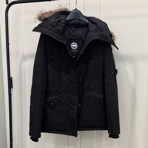 Canada Goose Black Hooded Parka with Fur Trim